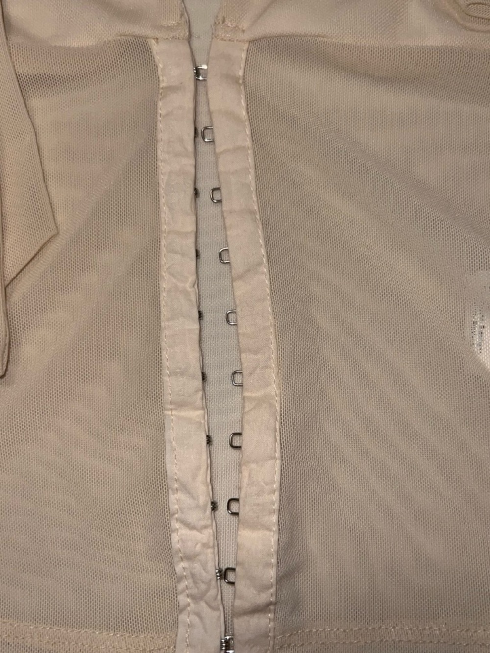 Sheer Bow-Neck Beige Mesh Top - Picture 3 of 4